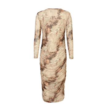 Liberté - Mesh Ls Long Dress - Brown God Marble